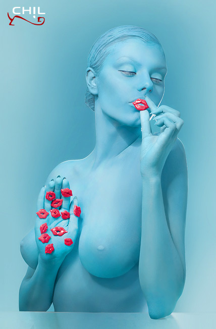 what to speak? olga belle morte,nude,body art,blue