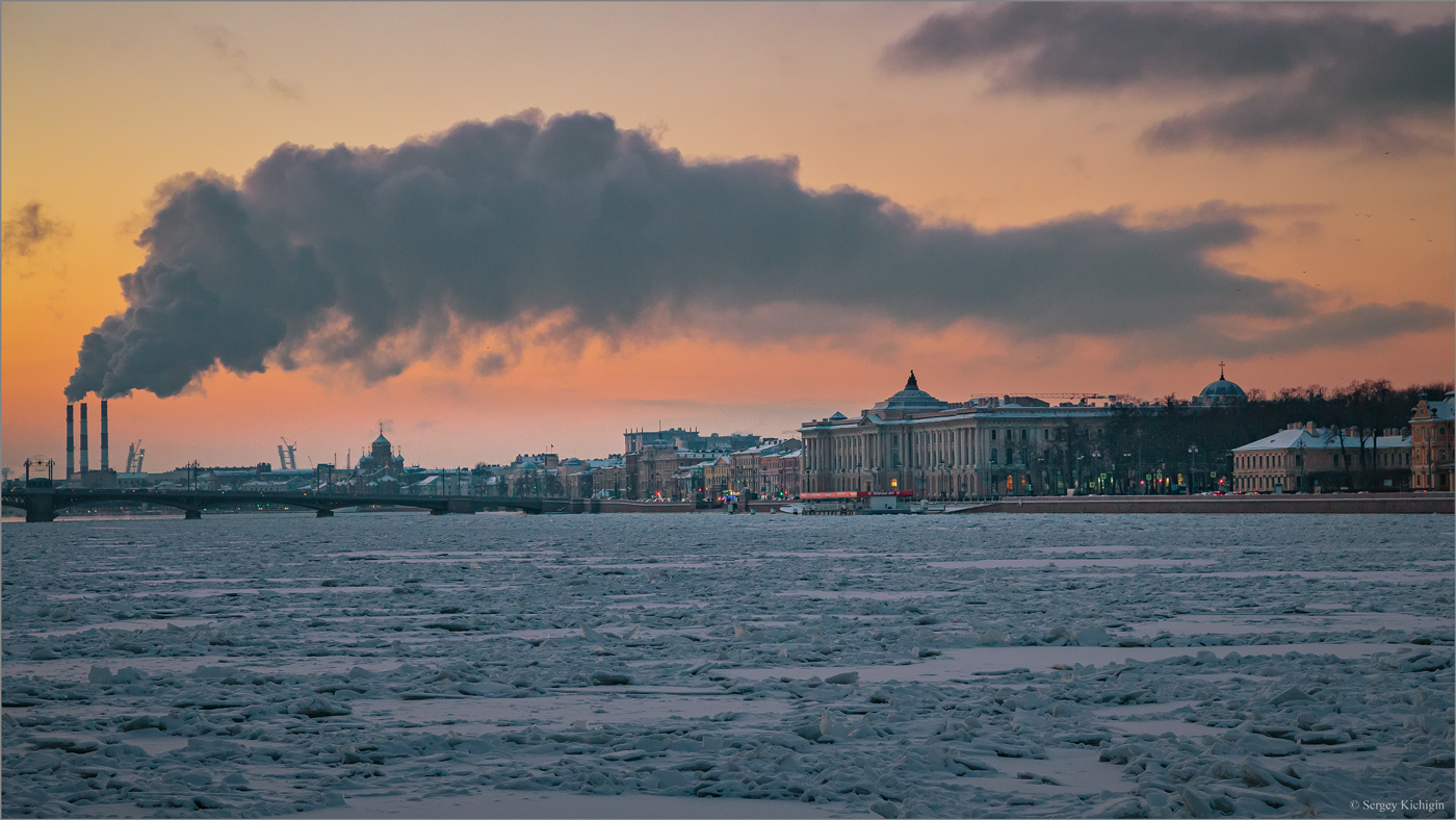 Морозный вечер на Неве... Санкт-Петербург зима вечер Нева