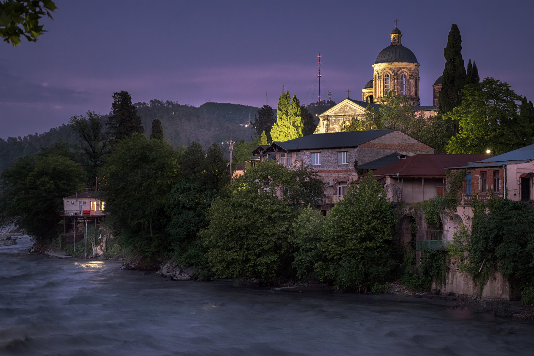 Church of the Annunciation At Night night kutaisi rioni river church light landscape cityscape scenery travel outdoors georgia imereti sakartvelo chizh