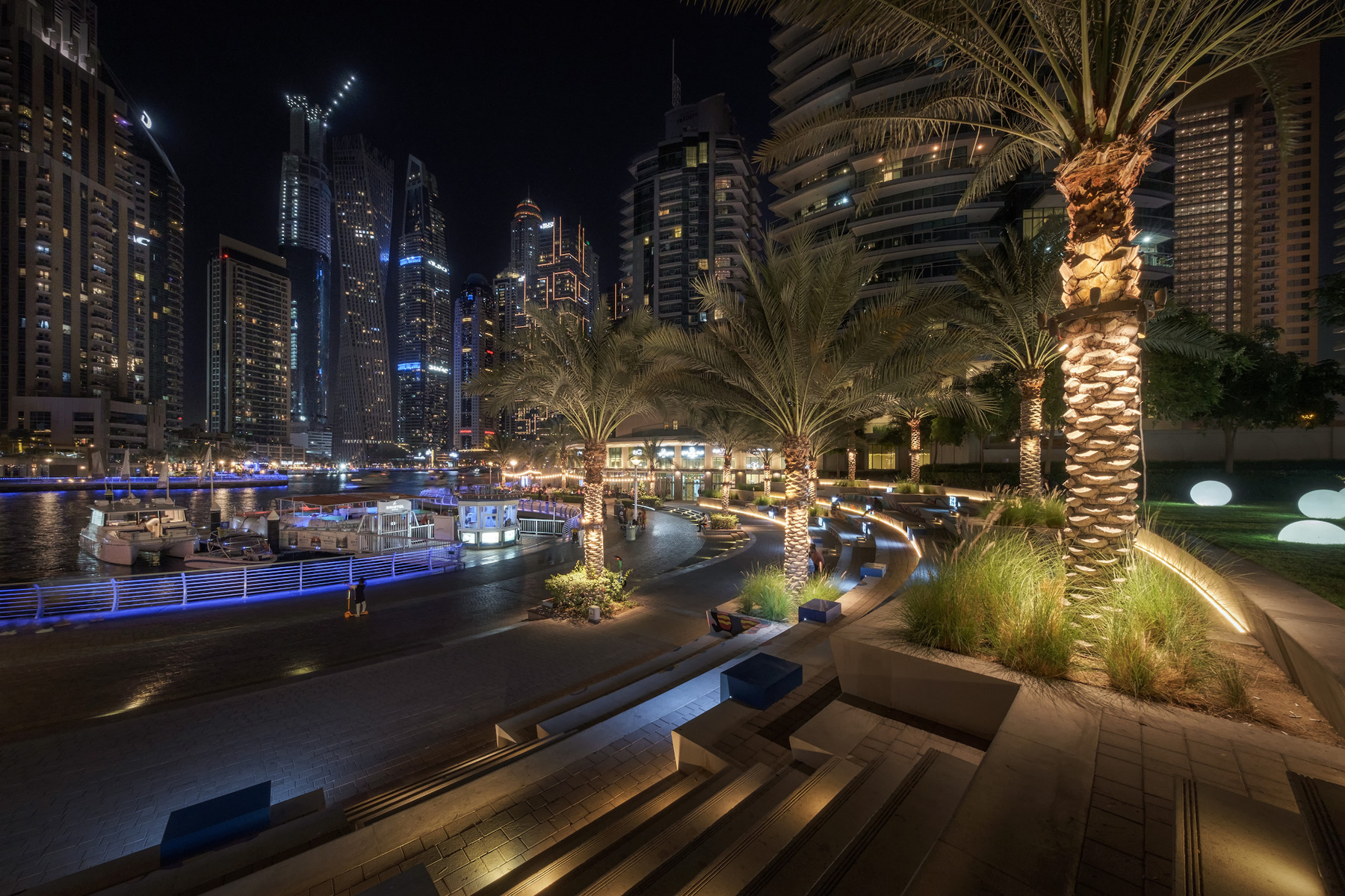 Dubai Marina Lights marina arabian skyscrapers night illumination lights water reflection dubai landscape cityscape scenery travel outdoors uae chizh