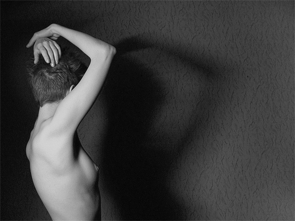 Обнаженная с тенью ню, модель, bw
