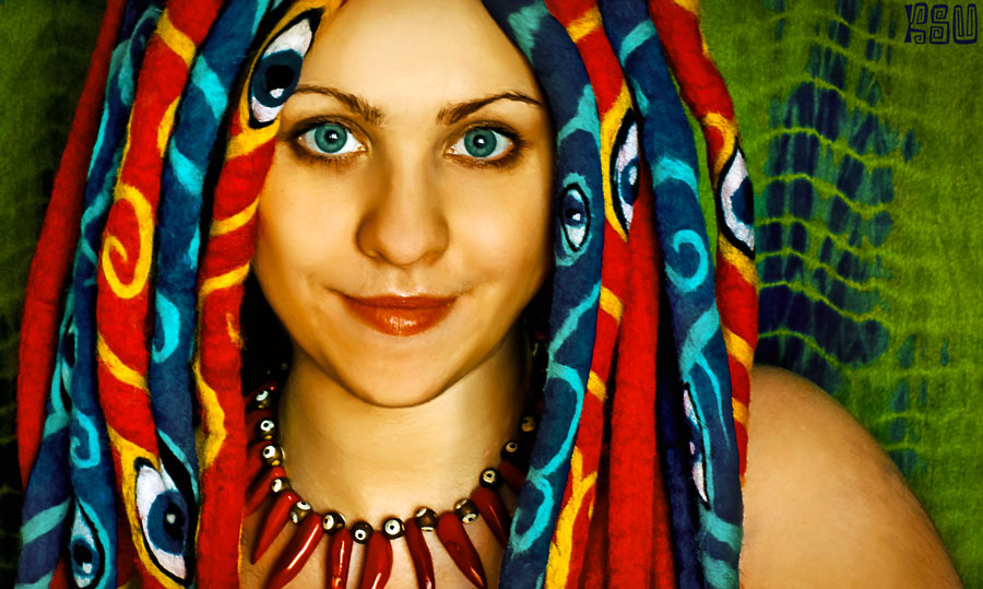 Eyes of sunshine девушка, дреды, автопортрет, глаза