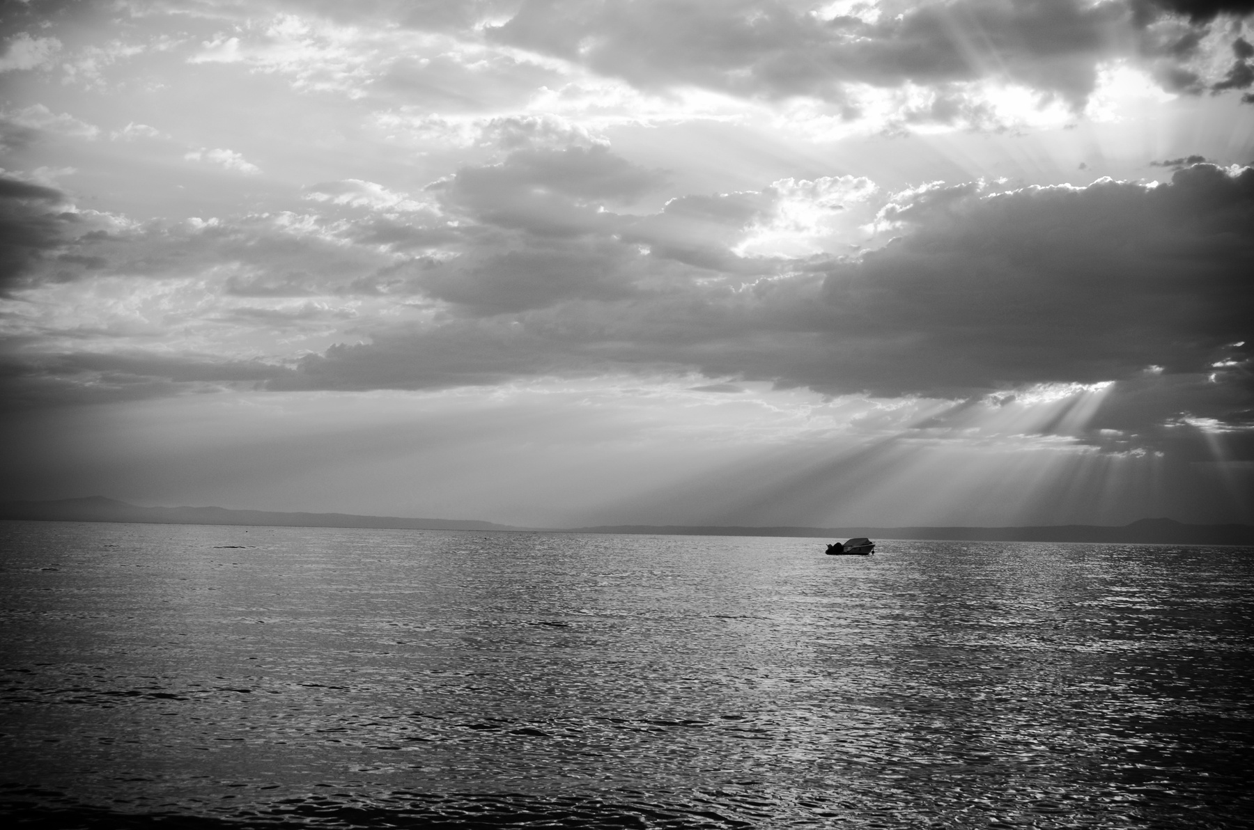 рассвет море, чб, рассвет