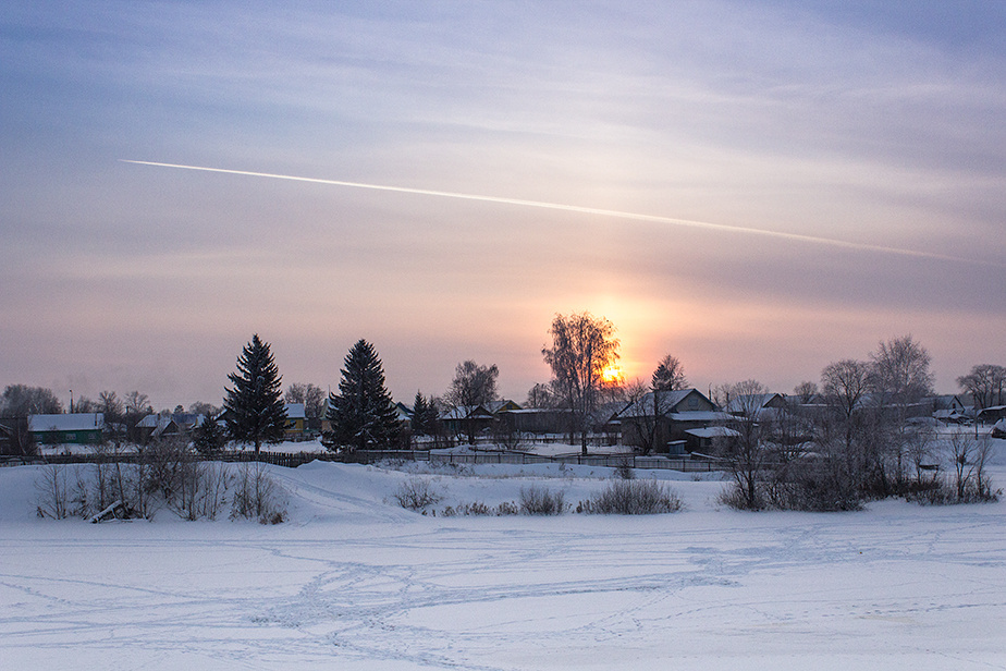 *** село, Бураево, зима, закат