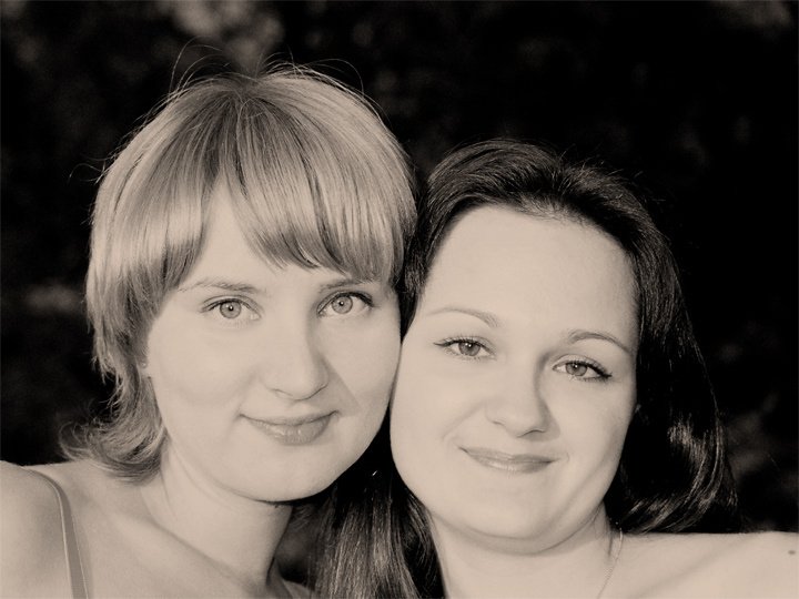 Подруги-2 Девушка, подруги, B&W, сепия