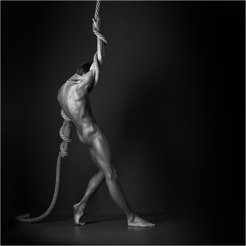 skin and bones nude sculpture bw man