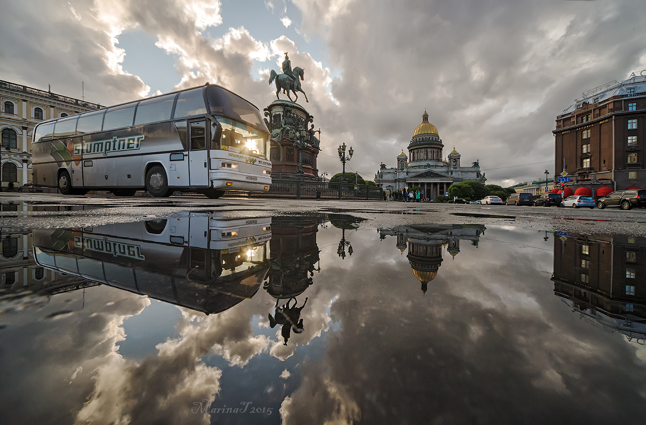 Про петербургские лужи... Санкт-Петербург Исаакиевская площадь отражения город