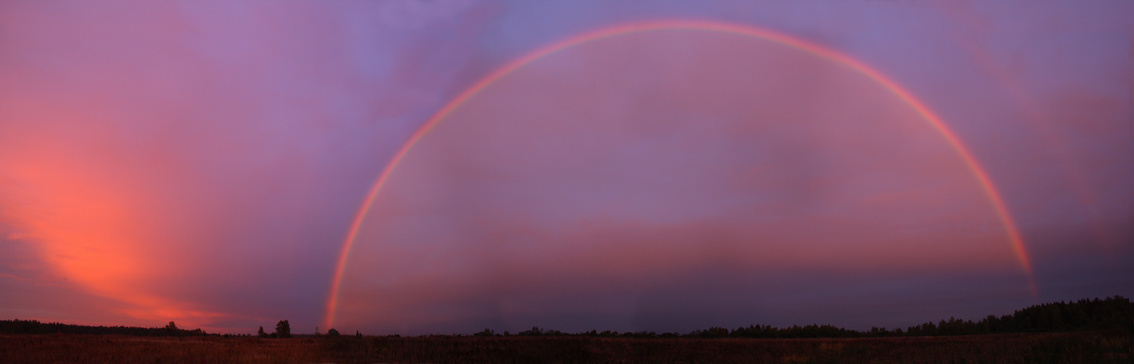 Радуга на закате радуга закат поле небо