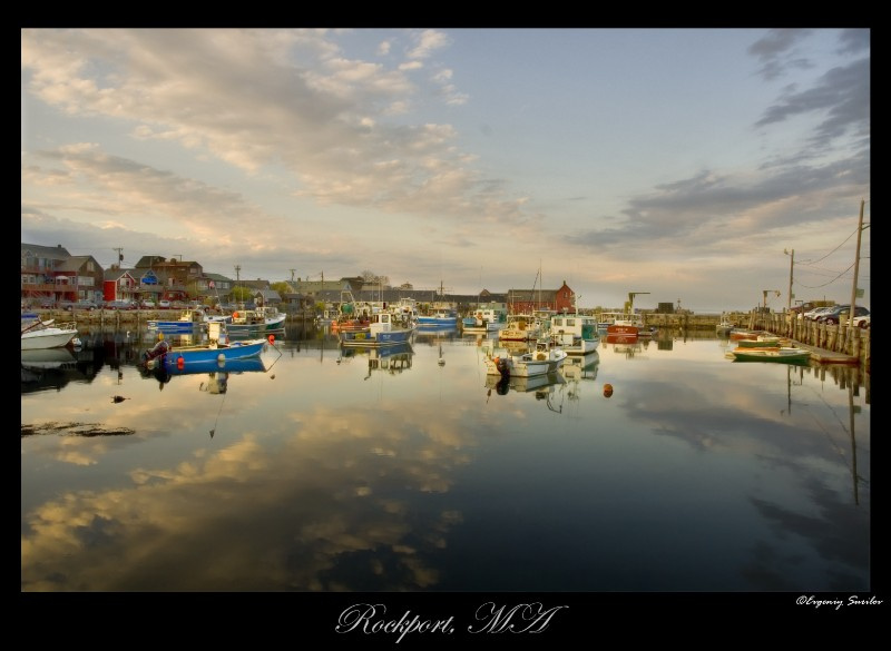 Rockport Bay - Calm Seas Bay, Ocean, Boat, Sunset, Sky, Water, берег, гавань, лодки, вода, небо, Закат