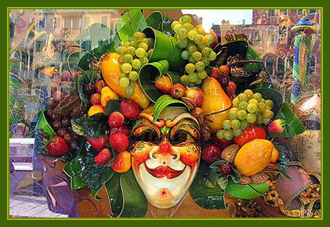 Summer Face лето, маска, Венеция, карнавал, овощи, фрукты