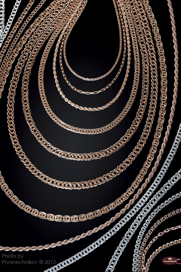 Jewellery Photography. Рекламное фото Ювелирных изделий. Ювелирный постер. Diamond Jewelry. Адамант Прянечников Pryanechnikov цепи золотые и серебряные
