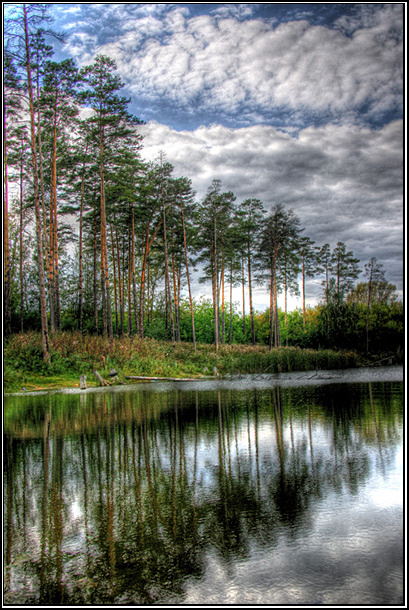 Осеннее настроение 1 hdr озеро лес отражение