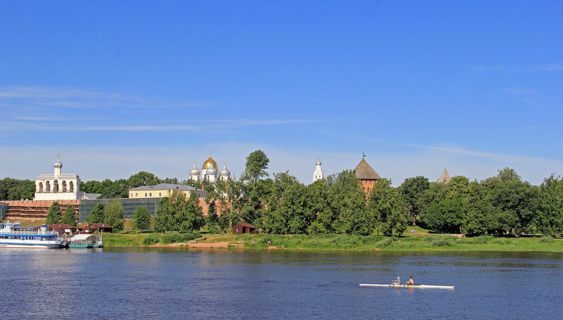 Панорама Новгородского Кремля.  02.07.2022 Великий Новгород Архитектура Кремль Собор