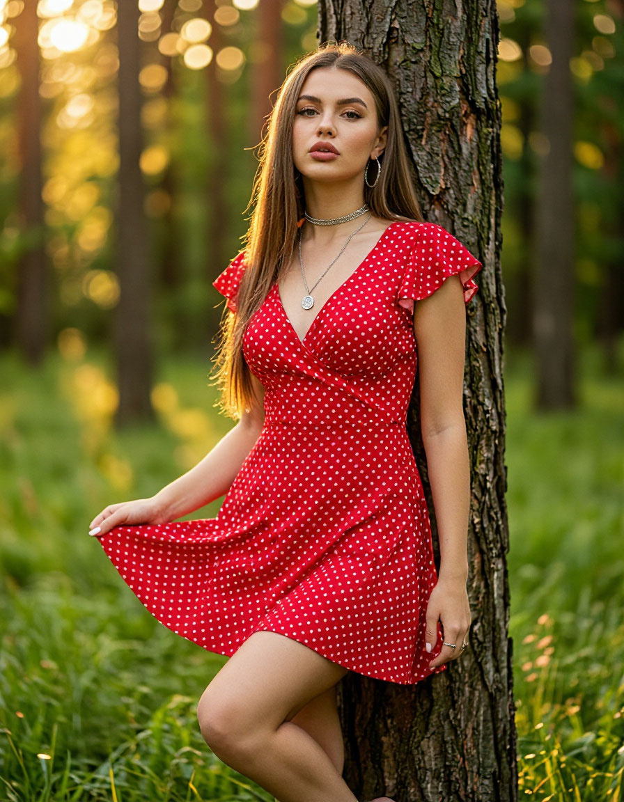 *** Женщина девушка портрет лес цветной платье