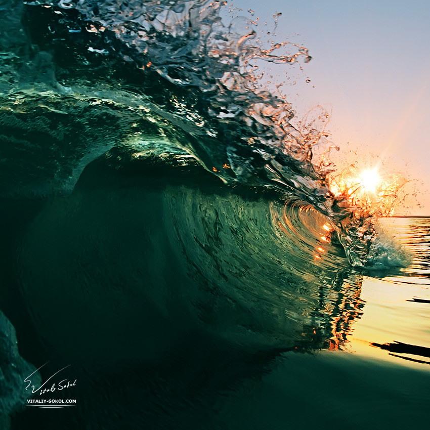 Океанская wave ocean sunset surfing
