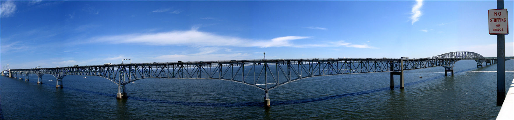 No stopping on bridge (панорама) мост chesapeake bay bridge