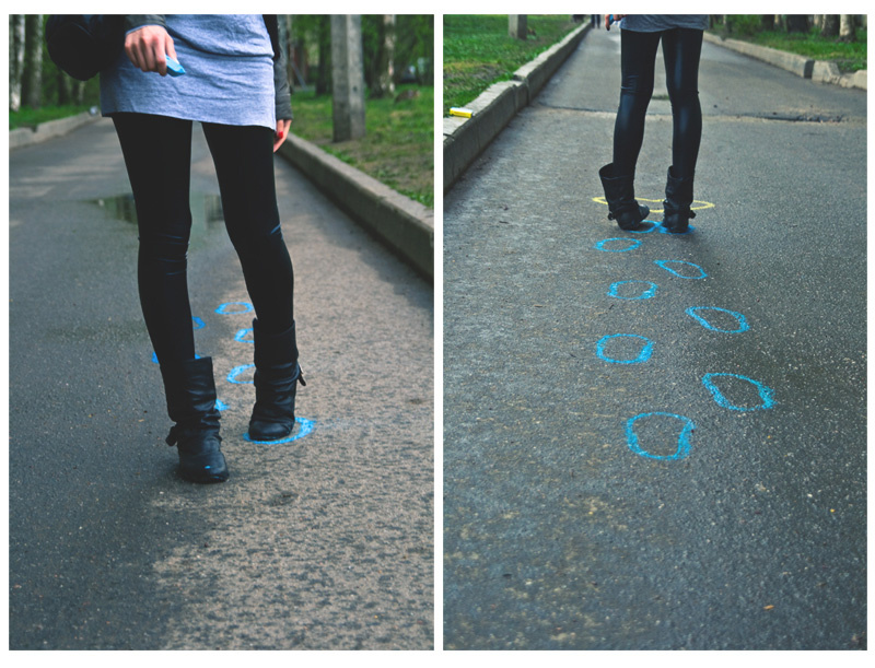 Step by step шаги, дорога, мел, ноги