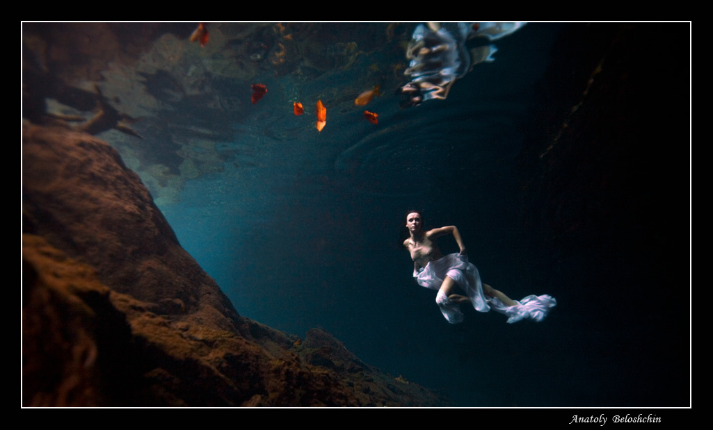 Фламенко. Подводное фото пещера Nahochnachich Мексика cave diving