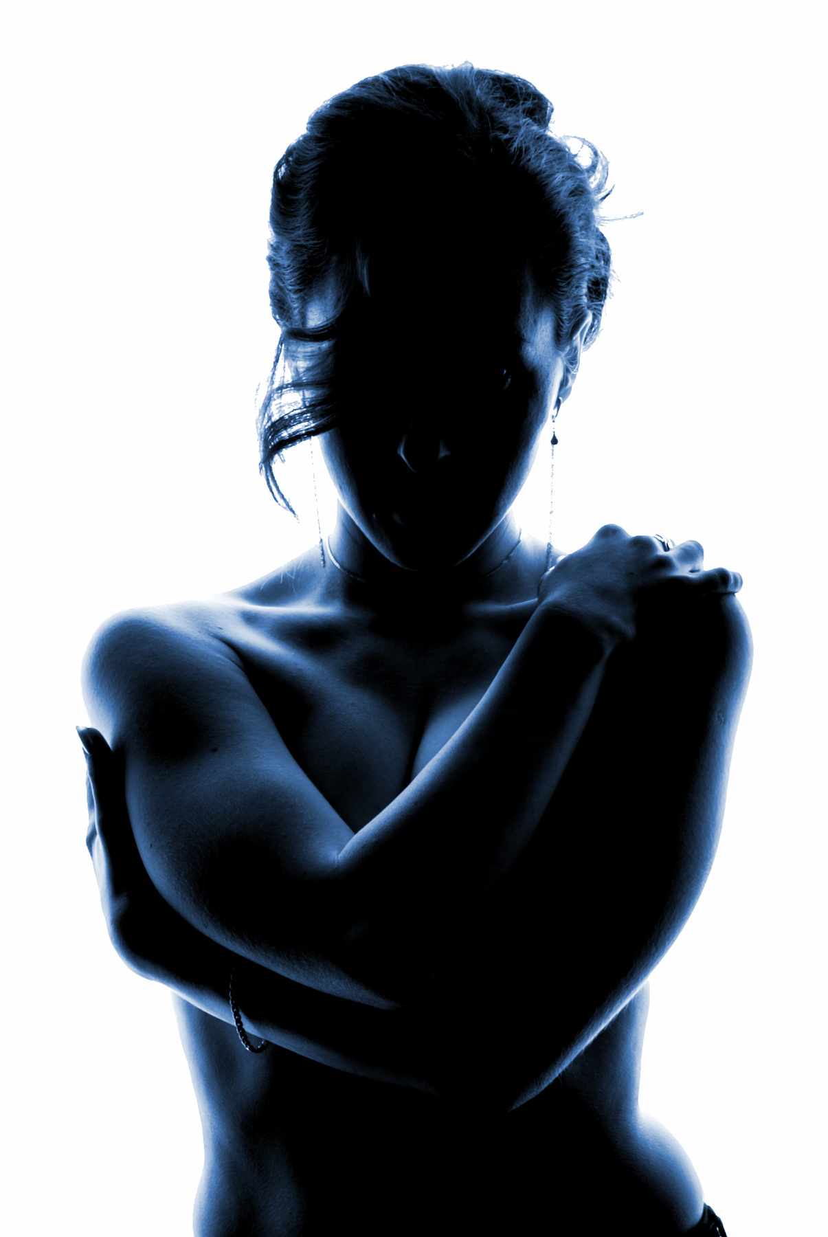 Maffka women adult isolated naked back lit silhouette sensuality young caucasian ethnicity studio shot portrait beauty looking at camera white background