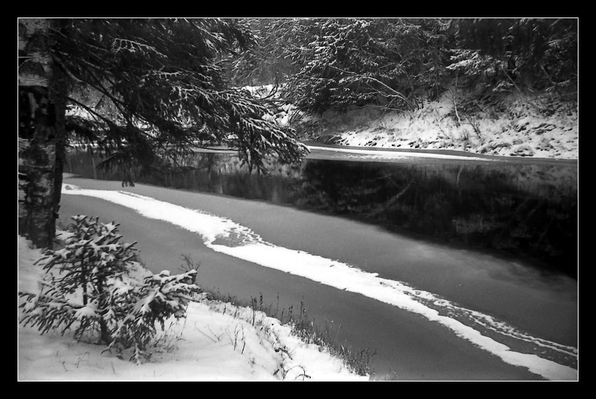 Седая осень река, снег, осень, деревья