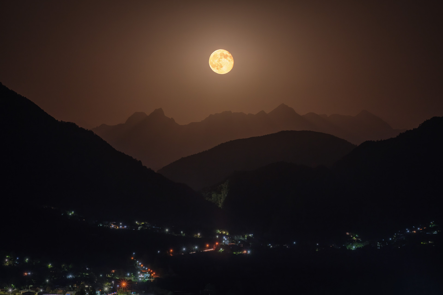 Moon Over Ambrolauri moon moonlight mountains night ambrolauri racha lechkhumi town lights nature landscape scenery travel outdoors georgia sakartvelo chizh