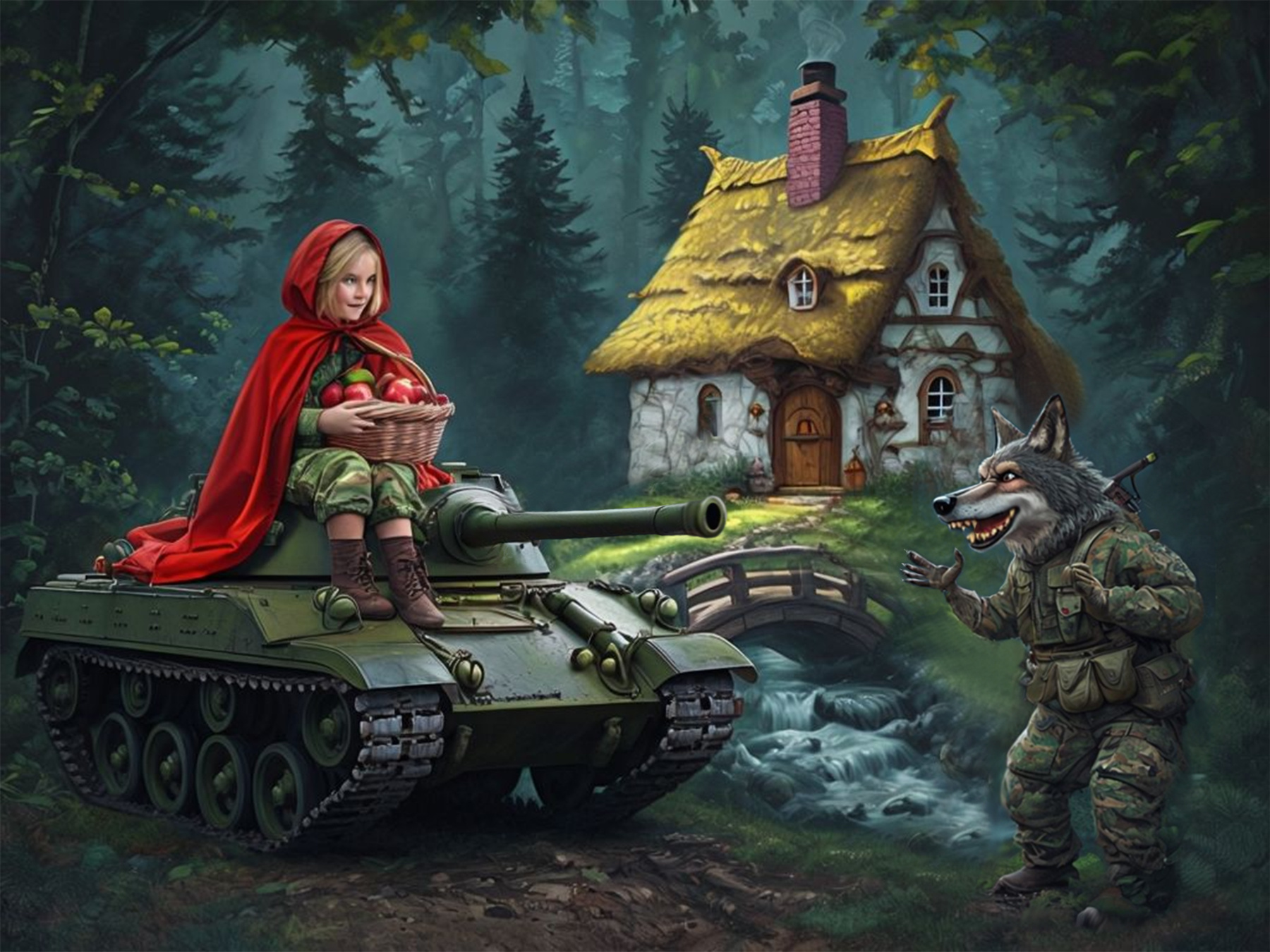 "Little Red Hood" - современное прочтение AI generated
