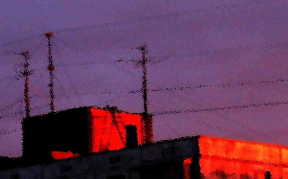 В красной пыли вечер красный крыша