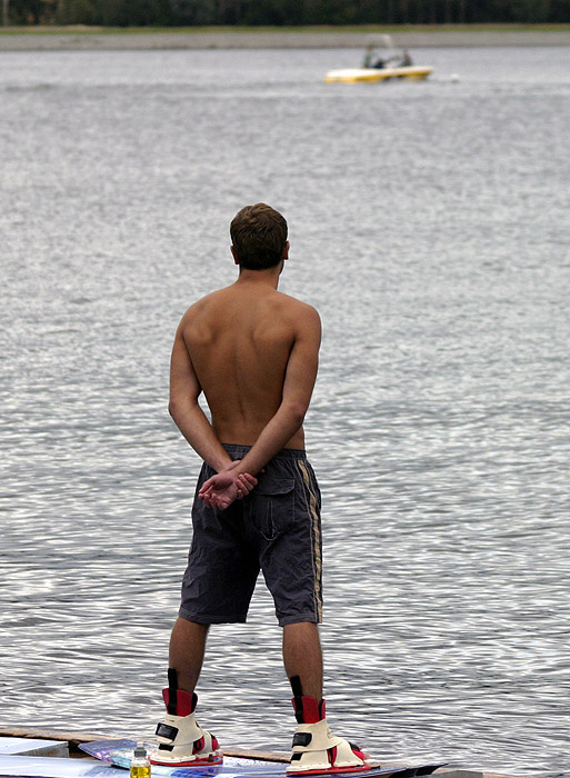 waiting for ride wakeboarding