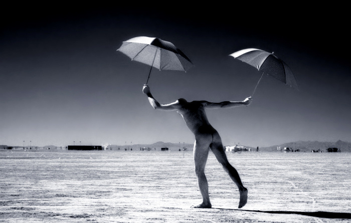 Man with Two Umbrellas 