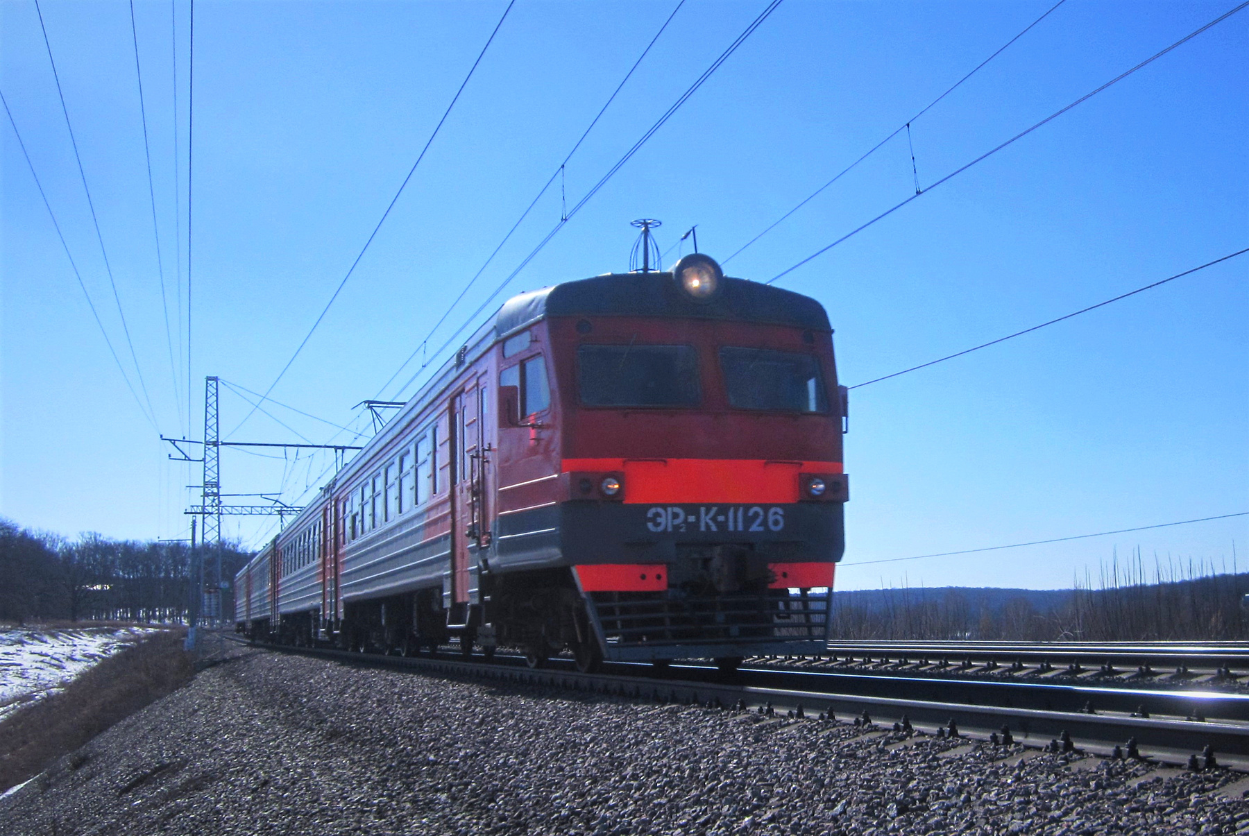 ЭР2К - 1126 ЭР2К электричка весна железная дорога