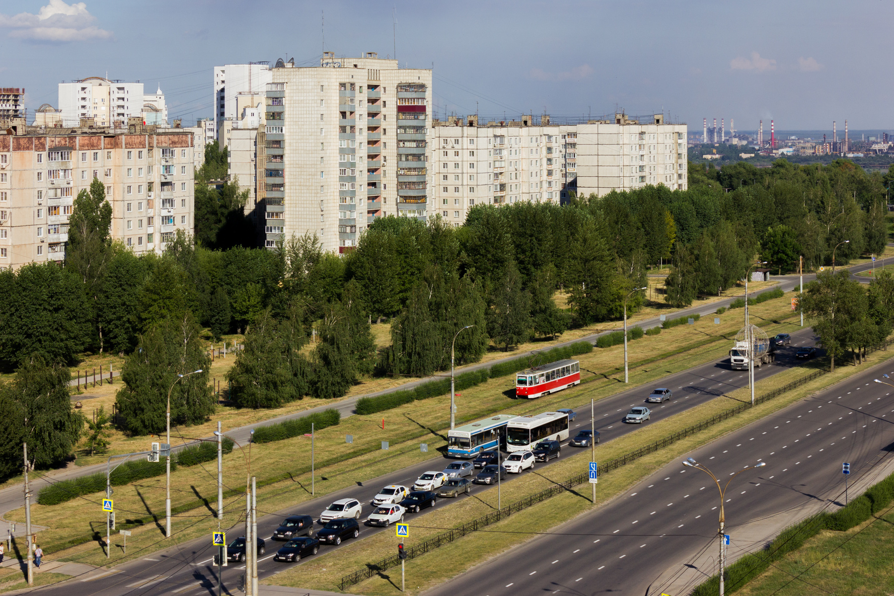 *** город панорама улица транспорт Липецк трамвай автобус завод