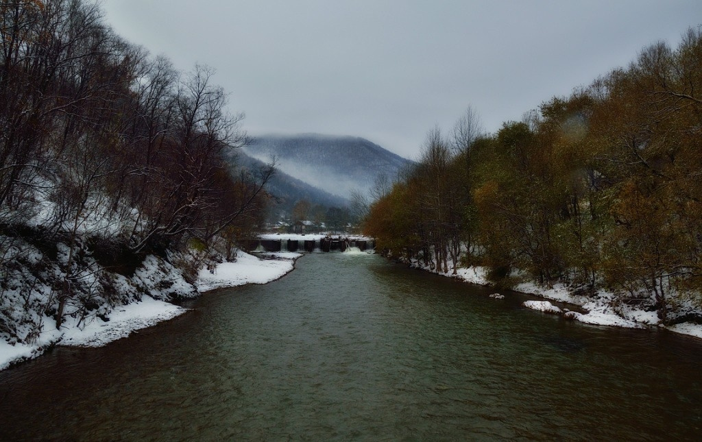 Берега Дальнегорск, осень,2012, река, пейзаж, вода, туман, утро
