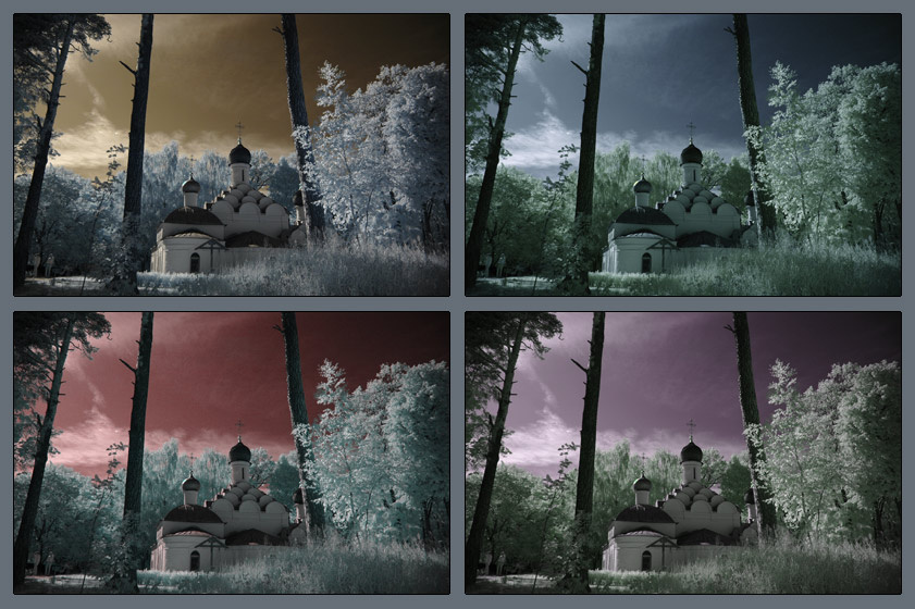 обработка ИК или проблема выбора infrared, церковь, природа, лес, деревья, небо