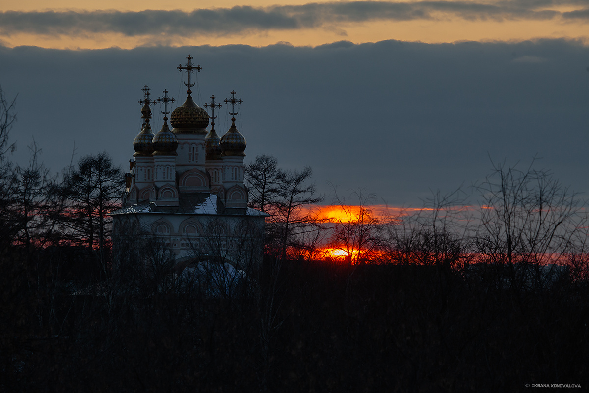 ***Закат. Преображенская церковь Спаса на Яру. март вечер закат Рязань храм церковь религия архитектура