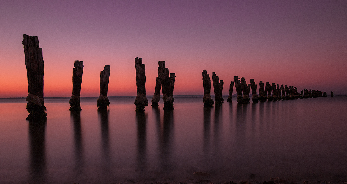 Застывшие во времени australia victoria geelong old pier sunset