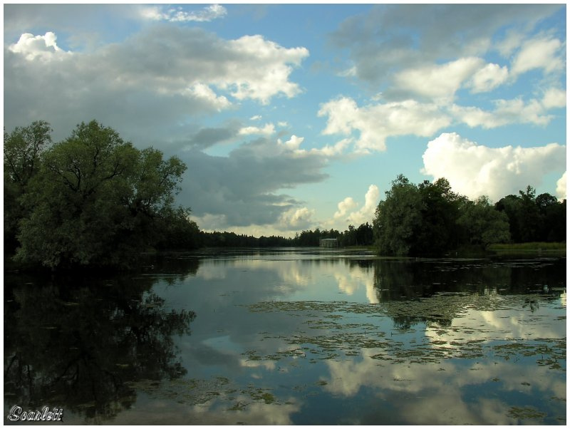 Гатчинский пейзажик вода,небо,облака, Гатчина,парк.