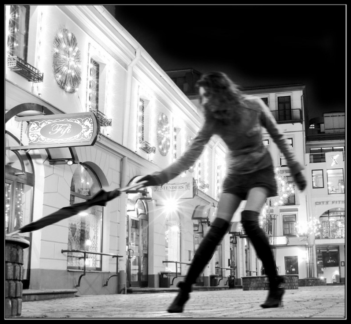 A girl with an umbrella 