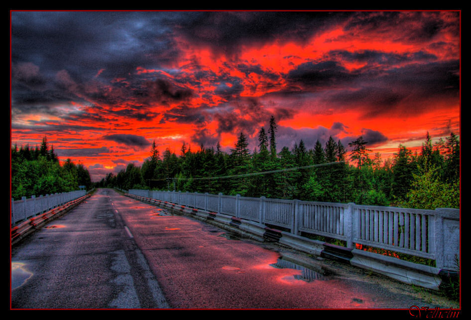 ... кровь закат HDR Карелия Шуя небо лес