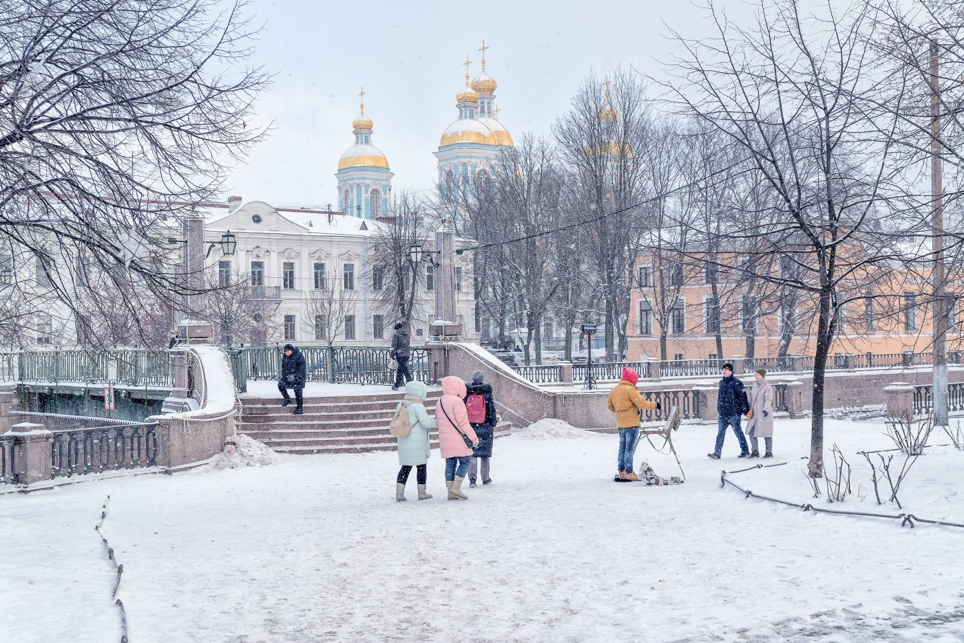 Первые дни нового года петербург зима снег семимостье прогулка красногвардейский мост