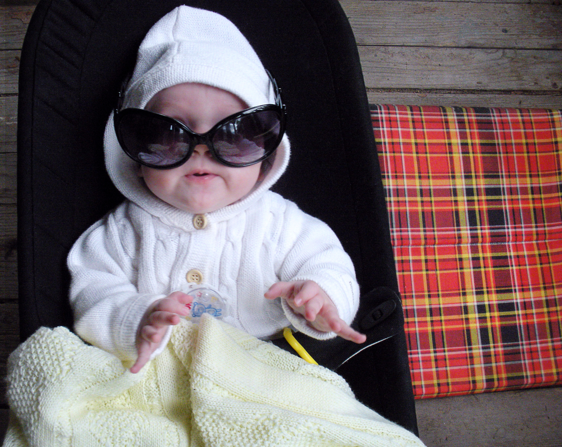 My Cool Girl! дочь ребенок темные очки девочка 3_месяца nuk шезлонг дача терраса стиль дизайн цвет красный шотландская_клетка