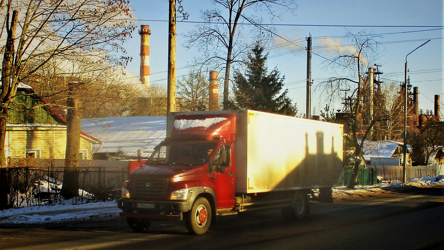 ГАЗон ГАЗ авто фургон улица город зима