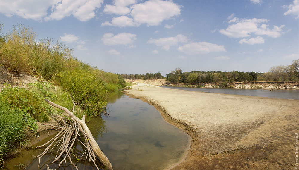 Хопер Хопер река вода течение берег коряга зелень небо облака