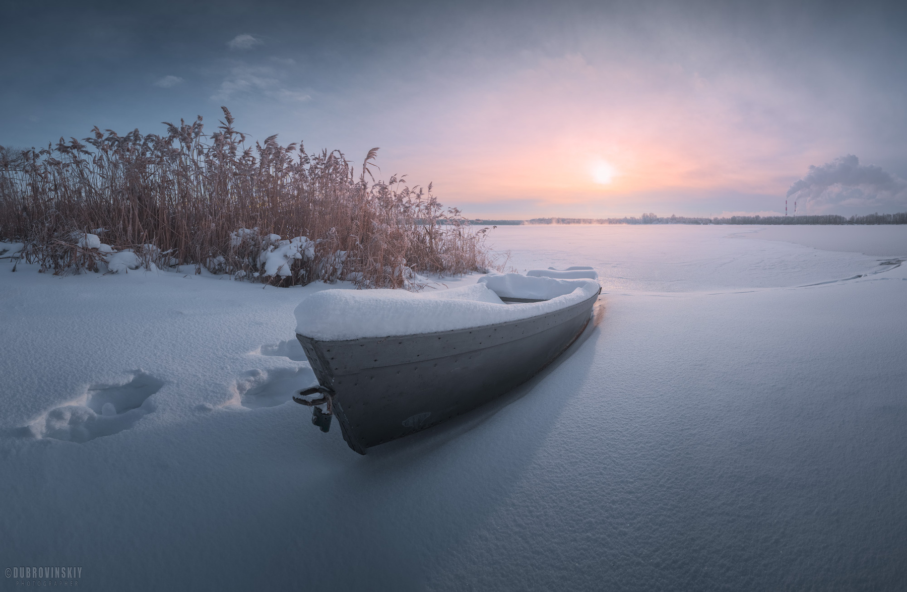 Шатурские зарисовки Шатура лодка мороз снег