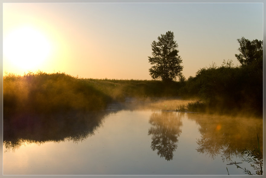 Утро река солнце
