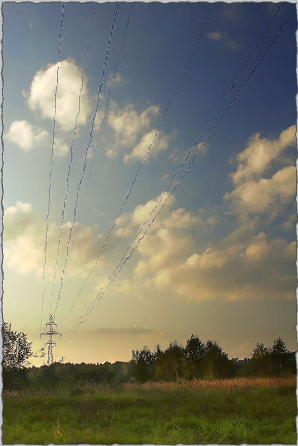 *** небо облака провода природа nature