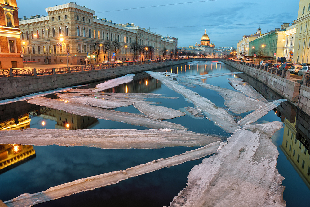 Весенний ледоход. река вода лед ледоход весна тепло вечер закат