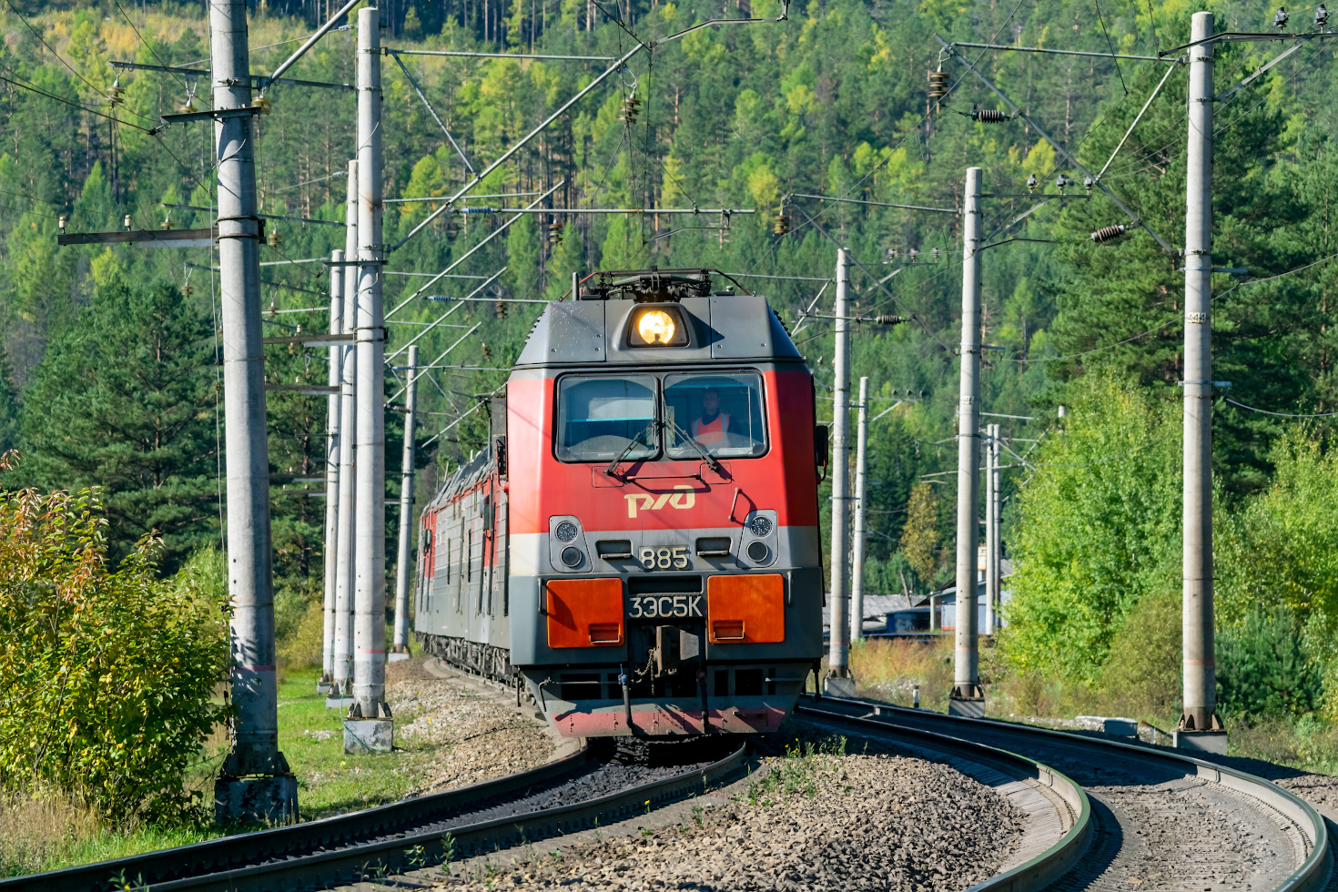 3ЭС5К-885 railway железная дорога locomotive локомотив электровоз поезд train Russia Siberia Irkutsk Россия Сибирь Иркутск споттинг spotting