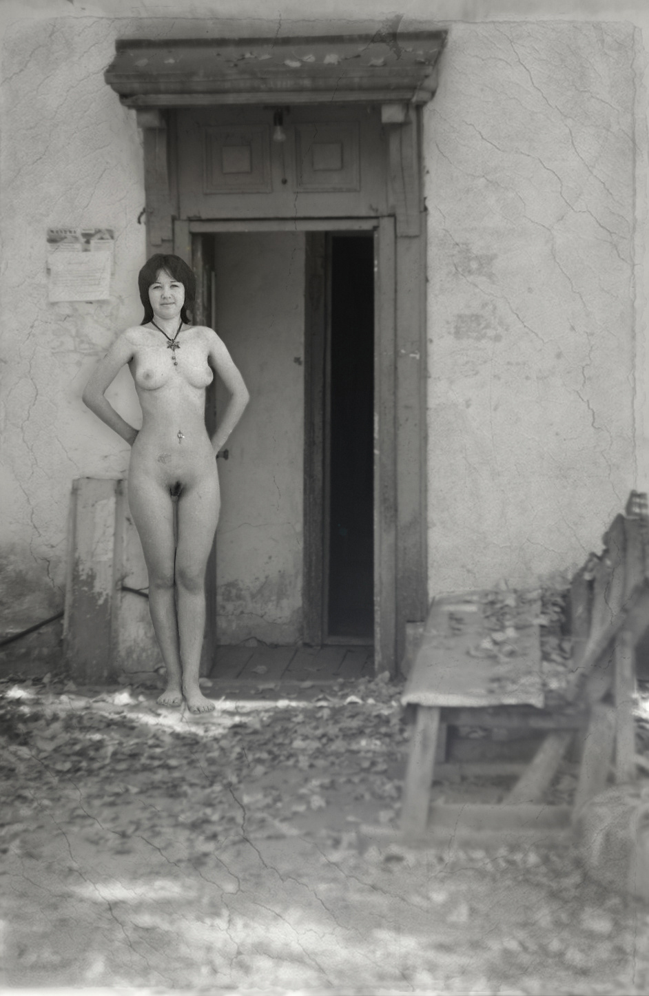 Christeen 7 girl young teen nude naked sexy beautiful cheerfu l smile brunette barefoot boobs breasts tits nipples pussy oldhouse abandonedhouse