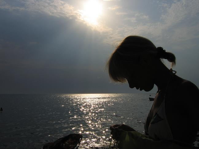 _*_ силует, лето, море, вечереет