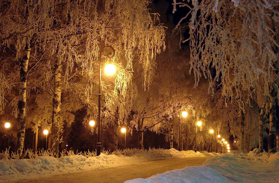 Морозно... зима, снег, фонари